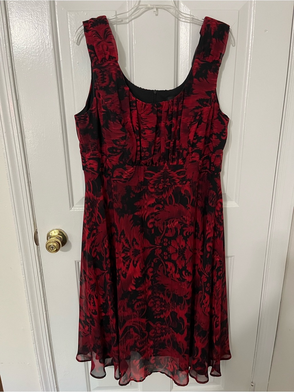 connected apparel Red and Black Floral Dress